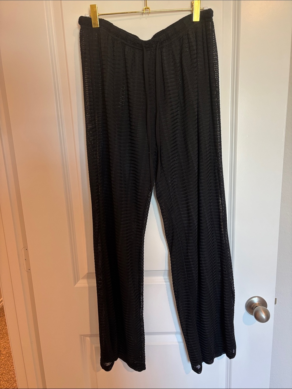 Black Knit Wide-Leg Lounge Pants